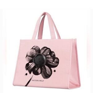 Viktor & Rolf Light Pink Tote with Black Floral Graphic NWT
